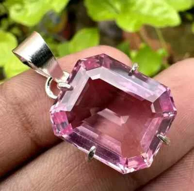 23 CT Natürlich Padparadscha Saphir 925 Silber Anhänger Zertifiziert Lose - Bild 1 von 4