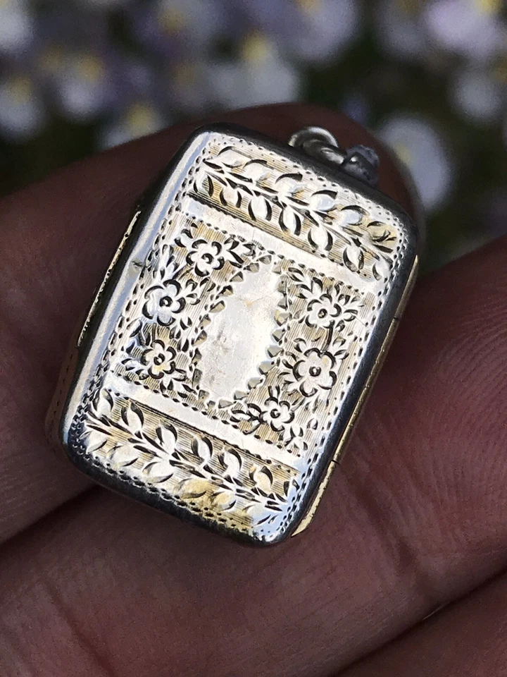 GEORGE III GRABADO PLATA VINAGRETA DORADO SELLO INTERIOR BIRMINGHAM 1814 Foto 1 de 4