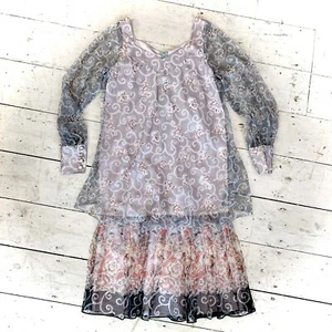 Vintage 1970’s Boho Designer Sid Greene Multi Print Dress Size 10 - Picture 1 of 9