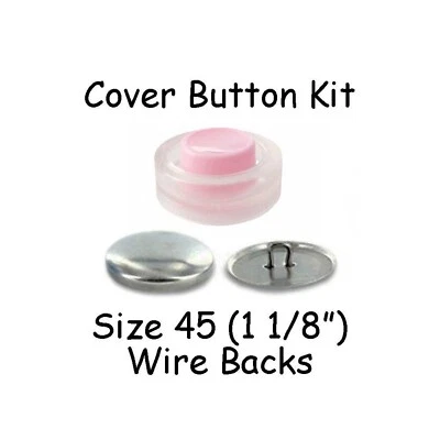 Size 45 (1 1/8 inch) Cover Buttons Starter Kit (makes 6) with Tool - Wire Backs  - Image 1 of 2