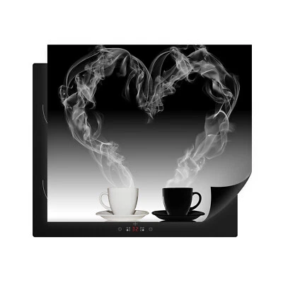 DECORWELT Herdabdeckplatte aus Kunststoff Kaffee Schwarz Induktionsmatte Schutz Küche Deko