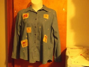 CAMISA DEMIN AZUL HIERBA LIMÓN SEÑORA con DISEÑO MULTICOLOR...TALLA... X-LARGE - Imagen 1 de 1