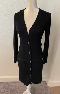 WHITE HOUSE BLACK MARKET SMALL RIBBED BOYFRIEND CARDIGAN SILVER BUTTONS POCKETS - Picture 1 of 5