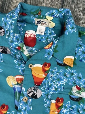 Cherokee Waikiki Wear Hawaiian Shirt Large Tropical Cocktail Drinks 100% Rayon - Image 1 of 4