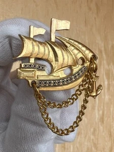 Soviet vintage brooch pin USSR Ship and Anchor - Picture 1 of 7