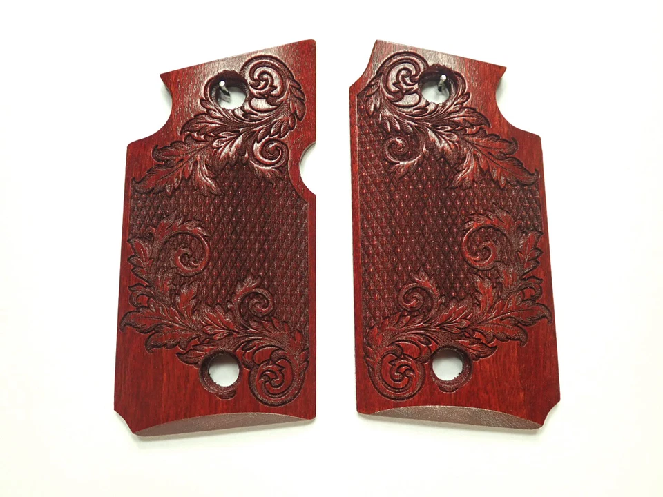 Rosewood Floral Checker Grips For Sig Sauer P938 Checkered Engraved Textured - Image 1 of 1