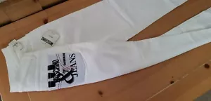 Jeans Moschino Vintage Denim Bianco Ricamo Tasca Italia Rari anni 90 taglia 34 - Foto 1 di 12