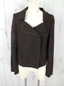 Giacca Banana Republic tinta unita marrone cotone tweed colletto bottoni a pressione - taglia 10 - Foto 1 di 4