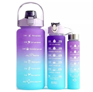 64Oz Motivational Water Bottle,Set 3pcs Time Marker & Straw for Sport , Fitness. - Picture 1 of 4