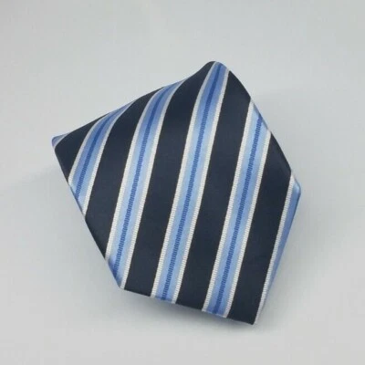 Covington Polyester Tie Blue White Stripes Men Necktie 56.5 x 3.3/8 - Image 1 of 4