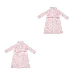 2pcs Ladies Flannel Sleep Robe Dot Bathrobe Long and Warm Bathrobe Lightweight - Picture 1 of 12