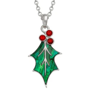 Lucky Paua Shell Holly Necklace Pendant - Genuine Paua Jewellery - Picture 1 of 2