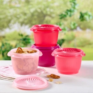 Tupperware NEW Servalier Bowls Pink 20-oz Set 4 W/airtight One Touch Seals - Picture 1 of 1