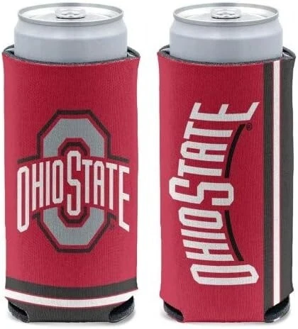 Ohio State Buckeyes Slim Can Koozie Holder Collapsible Free Shipping 2 Sides Cover