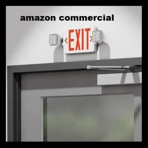 Paquete de 2 luces de emergencia señal de salida combo con batería trasera Amazon comercial - Imagen 1 de 8