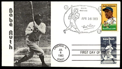1983 Babe Ruth FDC The Home Run King Portrait Clevenger Cachet-Variety - Image 1 of 2