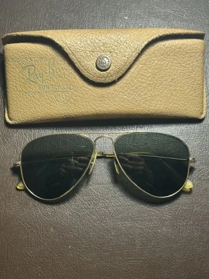 occhiali da sole uomo ray ban vintage aviator oro 12k - Immagine 1 di 4