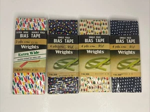 Vintage Wrights Bias Tape Patterned Lot of 4 Sealed 1980’s New Old Stock - Picture 1 of 5