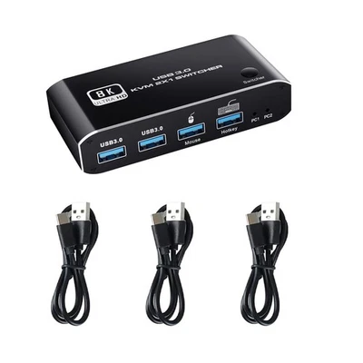 Dual-port HDMI 2.1 KVM Switch 2X1 4K 120Hz 4 Port USB 3.0 8K 60Hz With Hotkey t - Image 1 of 4