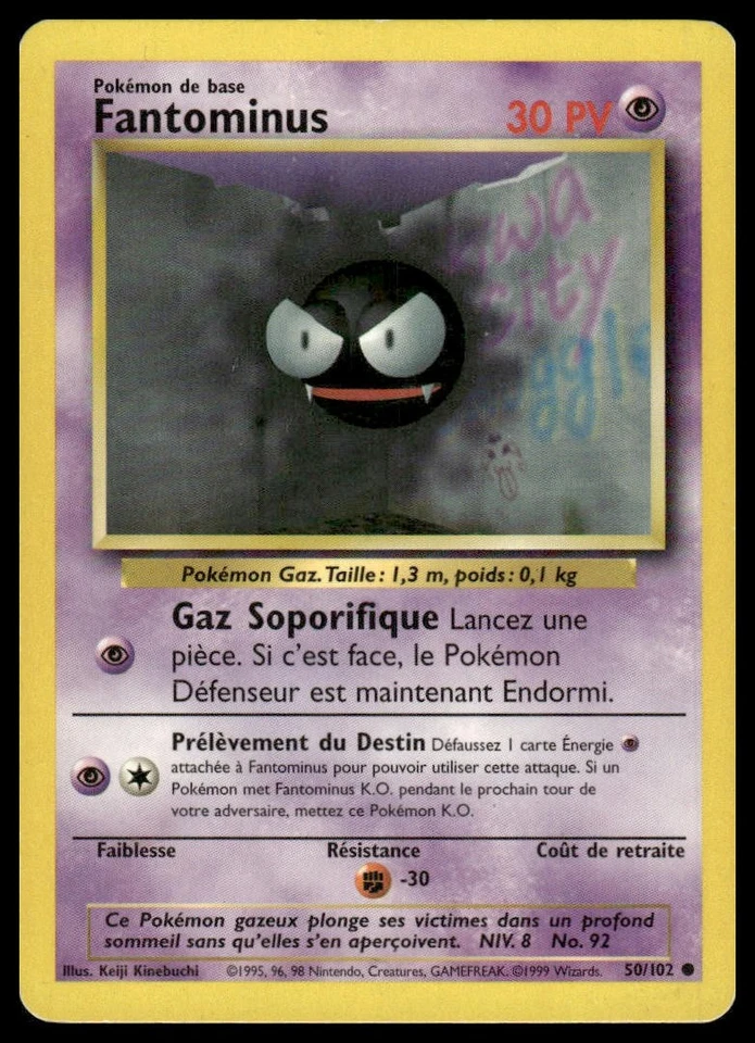 Pokemon Fantominus Gastly 50/102 French Base Set 2 1999 LP - Image 1 of 2