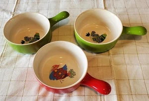 Weltmarkt Rot Keramik Backformen Mini Kasserolle/Suppenschüssel 3er Set Vintage EUC  - Bild 1 von 8