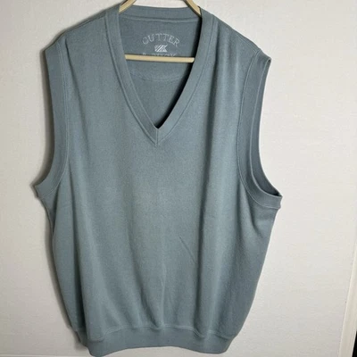 Cutter & Buck Men’s XL Sleeveless V-Neck Sweater Vest 100% Cotton USA Made Blue - Image 1 of 4