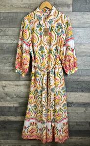 Boden Midi Shirt Dress Size 20 Long Multi Clara Ornamental Floral Puff Sleeves - Picture 1 of 12