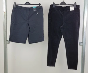 M&S 2Pcs Bundle Size 14 Black Chino Shorts Corduroy Crop Jeggings NEW F2 - Picture 1 of 10
