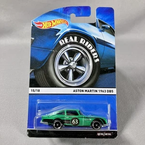 Aston Martin DB5 2014 Hot Wheels 15/18 Real Riders 1963 metal verde/metal CFN80 - Imagen 1 de 9