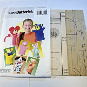 Butterick Sewing Pattern 4209 Animal Hand Puppets Bear Pig Cat Dog Monkey UNCUT - Picture 1 of 5