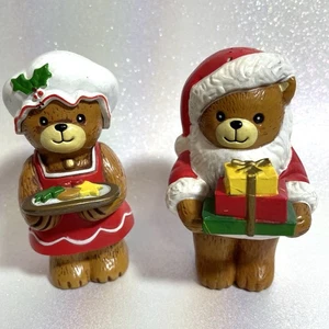 Vintage 1982 Enesco Lucy and Me Santa Teddy Bears Salt & Pepper Set - Picture 1 of 8