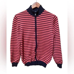Brooks Brothers Women's Striped Knit Zippered Cardigan Size Large - Picture 1 of 6