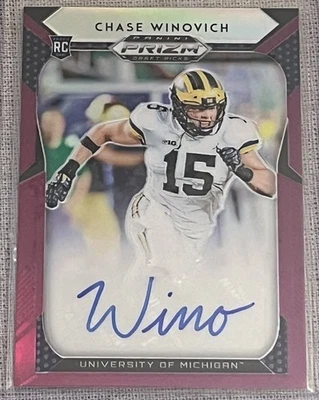 2019 Panini Prizm Pink Prizm Chase Winovich #173 Rookie Auto RC Michigan “Wino” - Image 1 of 2