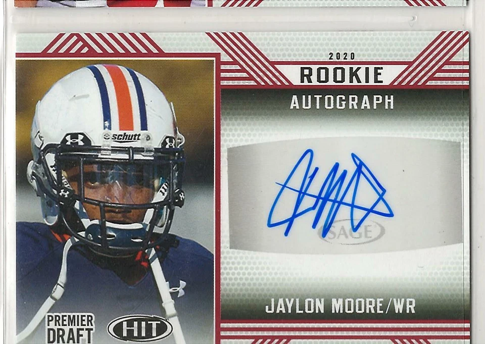JAYLON MOORE 2020 SAGE Premier Draft Low RED AUTOGRAPH auto UT MARTIN - Image 1 of 1