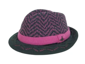 Vivienne Westwood Orb Embroidery Mannish Hat Dark Pink Women's S-M Size - Picture 1 of 6