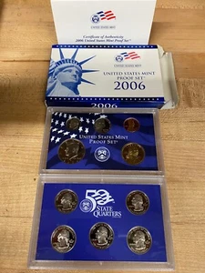 2006 S Proof Set OGP Box 10 Coins US Mint~~Sacagawea Dollar & 5 State Quarters - Picture 1 of 6