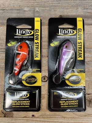 Lot of 2 Lindy Glow Streak 1/2 oz Jigging Ice Fishing Lure Walleye Asst Colors - Image 1 of 2