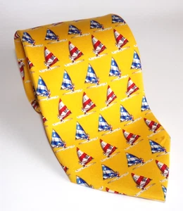Windsailing Men's Tie Yellow Sailing Surfing Sailboarding Orange Rooster Necktie - Picture 1 of 7