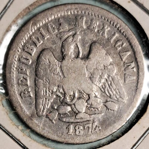 1874 Ho R Mexico Silver 10 Centavos Hermosillo Scarce! - Picture 1 of 6