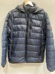 Abercrombie & Fitch Mens PrimaLoft Lightweight Hooded Puffer Jacket Navy XS - Picture 1 of 13