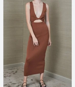 Bec + Bridge Dress Size Au 6 US 2 Sorbet Summer Midi Chocolate Reversible Knit - Picture 1 of 14
