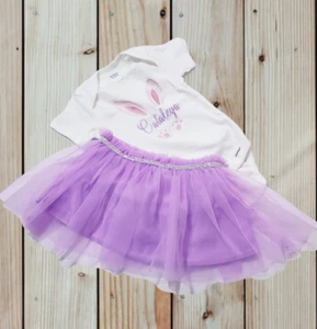 Personalisiertes Baby Mädchen Osterhase bestickt Tutu Kleid Outfit Set - Bild 1 von 4