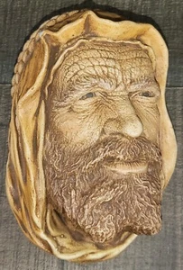 5" Tall Chalkware Head Syrian Man Sheik Hanging Wall Art *Unmarked* - Picture 1 of 9