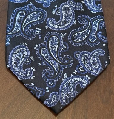 Corbata para el cuello Saddlebred azul negra hecha a mano 100 % seda para hombre hecha en China XL Foto 1 de 4