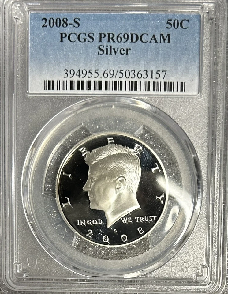 2008 S Kennedy Silver 50¢ PCGS PR 69 DCAM - Image 1 of 4