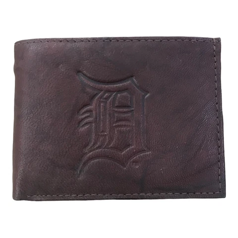 MLB Officially Licensed Detroit Tigers Genuine Leather Bifold Wallet Cover