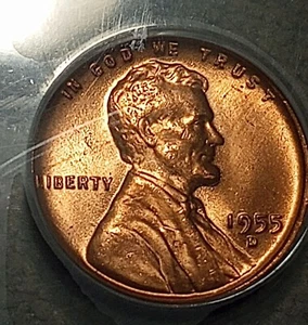 👉1955-D Lincoln Cent Doubled Die FS-101 ANACS  MS 65 RED L Rim - Picture 1 of 5