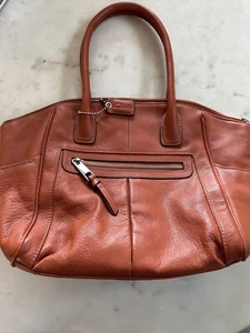 Clarks Brown Sienna Pebbled Leathrr Zip 2 Handle Satchel Tote - Picture 1 of 5