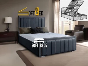 New Plush Velvet Studded Bed Frame, Storage Option Double, King, Super King - Picture 1 of 9