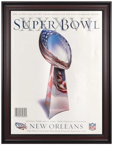 2002 Patriots vs Rams 36x48 Framed Canvas Super Bowl XXXVI Program - Fanatics Cover
